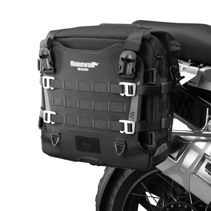 Rhinowalk Motorcycle Saddlebag 20L Waterproof, Quick Release Motorbike Side Bag, Universal Fit Motorcycle Side Bag (1-Piece) - color: Black 20L