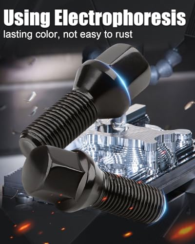 GAsupply M14x1.5 28mm Shank Lug Bolts, 17mm Hex Conical Seat, 20pcs - color: Black, size: 28mm Shank Acron Seat