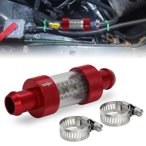 3/4" Inline Heater Core Coolant Filter, Stainless Steel, Cleanable, Red