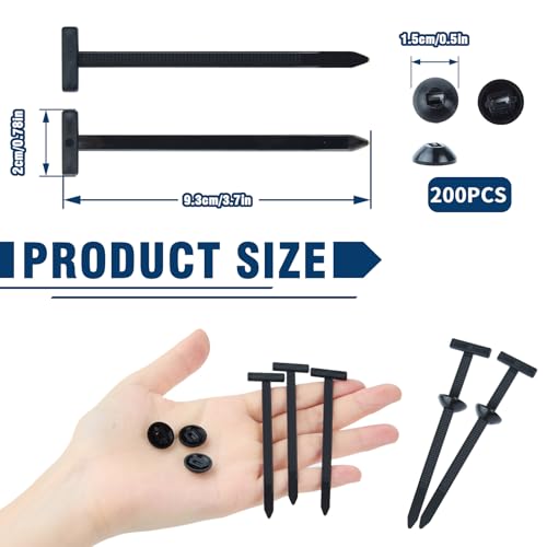 200 PCS Nylon Universal Cable Tie Buckle, Multi-Functional Black Zip Ties with Pin & Button, Snap-Fit Nylon Fastening Clip for Car Repairs,Home,Garden,Workshop