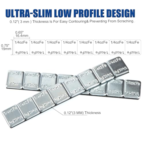 JiiinMiiin 1/4oz, 0.25oz, 48PCS Gray Steel Adhesive Stick on Wheel Weights - color: Chrome, size: 0.25oz - 48PCS