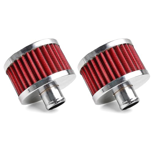 23mm Car Air Filter Universal Cold Air Intake Filter High Flow Vent Valve Cover Breather Filter (Red- 2 Pcs) - color: Red- 2 Pcs