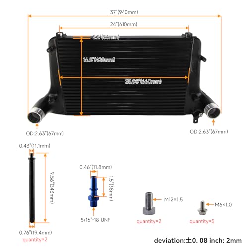 Front Mount Intercooler for Ford Explorer ST V6 2020-2023 Black - color: Black
