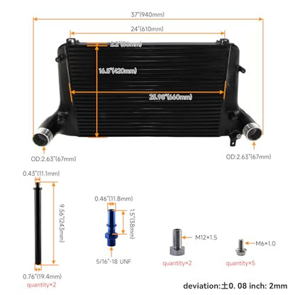 Front Mount Intercooler for Ford Explorer ST V6 2020-2023 Black - color: Black