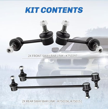 Front and Rear Sway Bar Links Compatible With 2007-2016 Honda CR-V L4 2.4L Sway Bar End Links K750297 K750151 K750156 - size: K750297, K750151, K750156