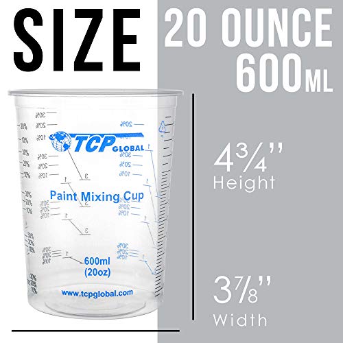TCP Global 20 oz. (600ml) Graduated Plastic Mixing Cups - Box of 100