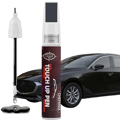 Jet Black Mica(41W) Touch Up Paint Pen Compatible with Mazda - Exact Color Match, 2-in-1 Brush & Pen,Car Paint Scratch Repair Kit for CX-5/CX-30/CX-50/CX-90/Mazda3 - color: Jet Black Mica(41W) for CX-5/CX-30/CX-50/CX-90/Mazda3