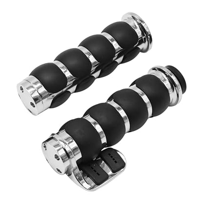 EATAKWARD 1 Inch Motorcycle Handlebar Grips 25MM Universal Non-Slip Handlebar Throttle Grips w or Throttle Assist Black Chrome Replacement for Harley Davidson Replacement for Suzuki Kawasiki