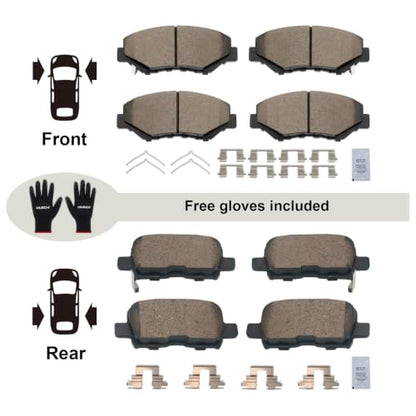 HUSCH Front & Rear Ceramic Brake Pads Fit For Honda Pilot 2003-2008 - size: D914+D865