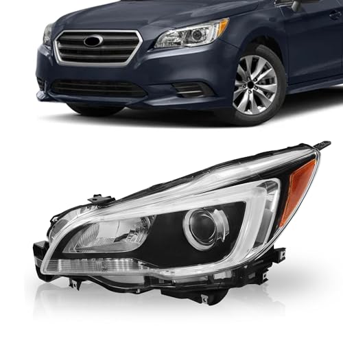 PartsFlow Halogen Headlight HeadLamp Assembly Black Interior For 2015 2016 2017 Subaru Legacy Outback Left Side - color: Black & Silver Interior Left Side