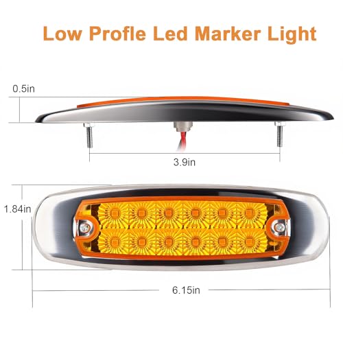 20Pcs Spyder Amber Peterbilt-style 12 diode LED Ultra-thin Marker Lights