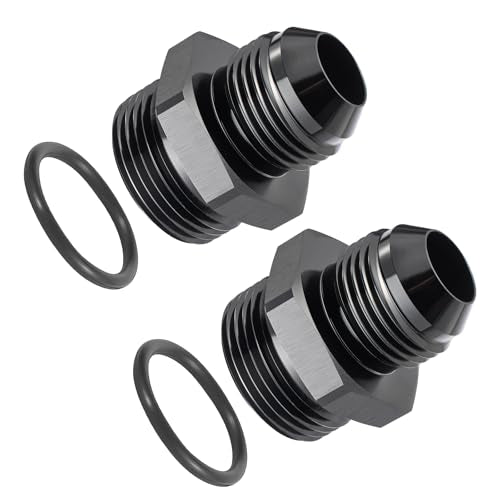 EVIL ENERGY 12AN Flare to 16AN ORB Male 2PCS Fuel Rail Adapter Fitting Black - size: 16AN ORB to 12AN