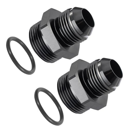 EVIL ENERGY 12AN Flare to 16AN ORB Male 2PCS Fuel Rail Adapter Fitting Black - size: 16AN ORB to 12AN