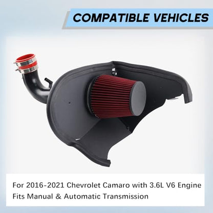 Cold Air Intake Kit + Filter Compatible With 2016-2021 Camaro 3.6L V6 Engine - size: Chevy Camaro Cold Air Intake 3.6L