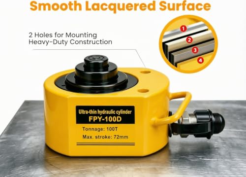Jooptoolwook 100T Multi-Section Low Profile Hydraulic Ram Jack, 2.71" Stroke Portable Mini Hydraulic Lifting Cylinder for Machinery, Bridge & Construction Industry - size: 100T