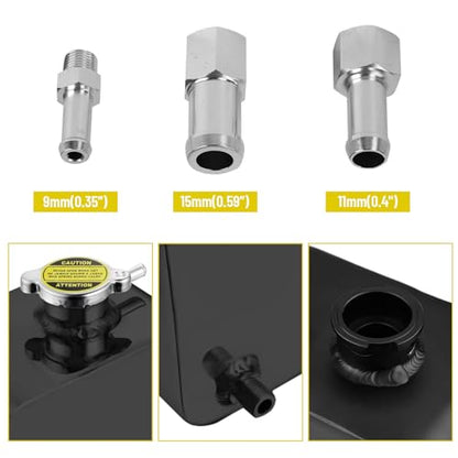 2.5L Universal Water Coolant Expansion Tank Aluminum Alloy Coolant Radiator Overflow Expansion Tank Reservoir Complete Header kit, Black - color: Black