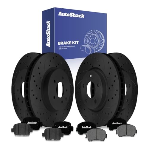 AutoShack Front & Rear E-Coated Rotors & Ceramic Pads for Nissan Rogue 2019