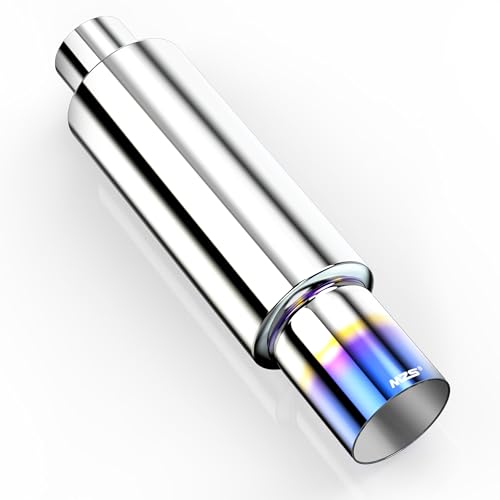 MZS Exhaust Muffler 3" Inlet (OD) 4" Outlet Exhaust Tips Titanium Burnt - color: Burnt, size: 3 Intlet 4 outlet