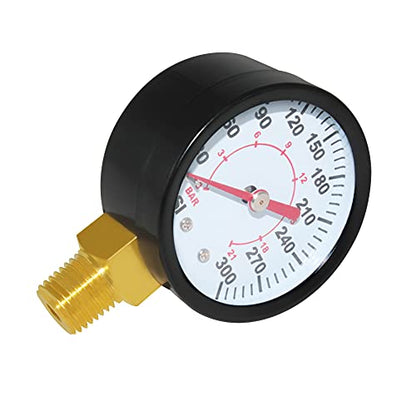 Joywayus Pressure Gauge 0 to 300 PSI Brass 1/4" Male NPT Thread Lower Mount, Multiple Function - size: 0-300PSI--1/4", style: No Glycerin Filled