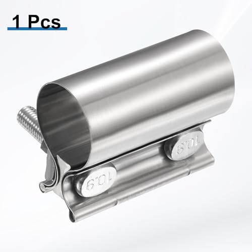 HARFINGTON Exhaust Clamp 1.57" Stainless Steel Lap Joint Band Clamp Exhaust Pipes Connection with M10x54 Screws for Car Muffler Elbow Pipes - size: 1.57 inch