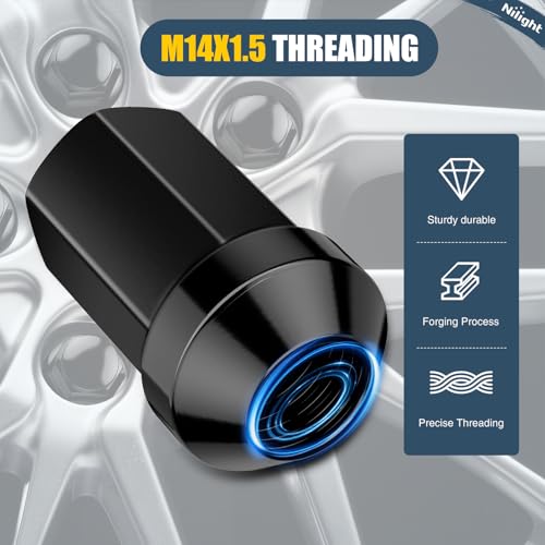 Nilight 24PCS M14x1.5 Lug Nuts One-Piece Compatible with 2012-2024 RAM 1500 - color: Black, size: 24PCS Suburban/Tahoe 1500 2000-2025