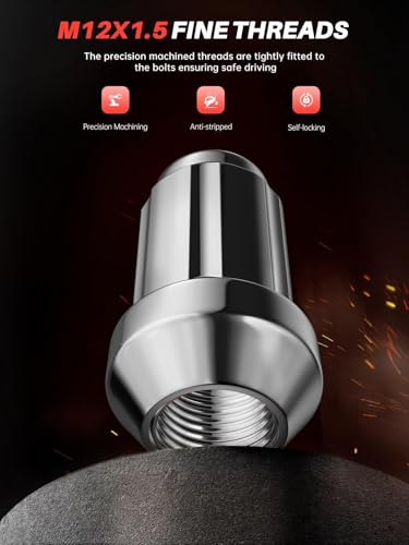 Sposuit 20Pcs M12x1.5 Spline Lug Nuts, 19mm Hex - Replacement for Ford - color: Chrome