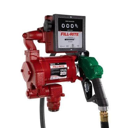 Fill-Rite FR711VA 115V 20 GPM Fuel Transfer Pump with Mechanical Gallon Meter Package - Heavy-Duty Electric Pump with High Flow Rate and Durable Construction - size: 1 1/4" Inlet - 1" Outlet, style: 115V Gal. Meter & Auto Nozzle