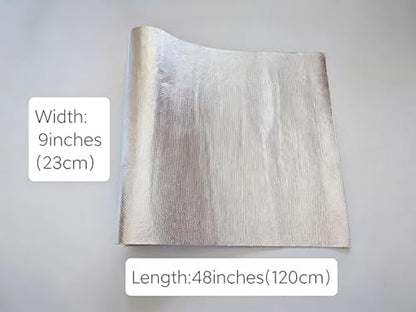 Silver Fynxir Self-Adhesive Aluminized Fiberglass Cloth Heat Shield Blanket/Wrap Sheet - 9"x48" Aluminum Backed Thermal Reflective Insulation Barrier , Firewall(Heat Resistant, Tape-Like Adhesion) - color: Silver, size: 9'' X 48''