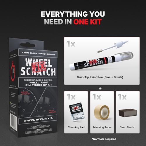Wheel Scratch Fix® Matte Black Rim Touch Up Paint, Wheel Scratch Repair Kit - color: Black - Satin/Matte - Kit