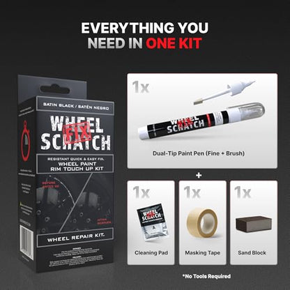 Wheel Scratch Fix® Matte Black Rim Touch Up Paint, Wheel Scratch Repair Kit - color: Black - Satin/Matte - Kit