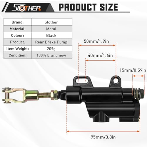 Rear Brake Master Cylinder Coolster for 50cc 70cc 90cc 110cc 125cc ATV Chinese Dirt Bike Quad Taotao Baja BMS Roketa Apollo Sunl Xpro Pitster Piranha NSTKazuma