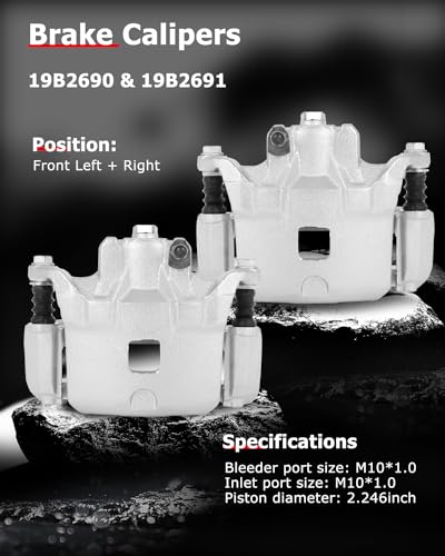 cciyu Front Left & Right Disc Brake Calipers Assembly 19B2690 19B2691 - size: Front[19B2690+19B2691]