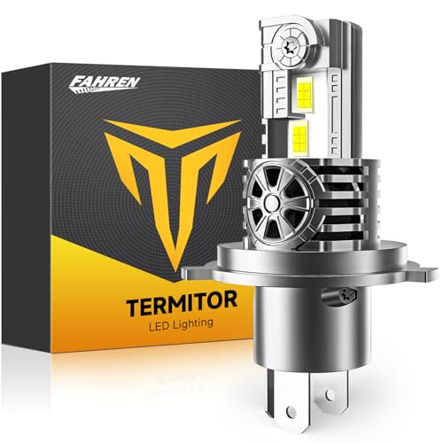 Termitor H4/9003/HB2 Light Bulb for Motorcycle, 30,000LM High Brightness, 6500K Cool White, 1:1 Halogen Size, Plug and Play Hi/Low Beam Bulb, 75K+ Hour Lifespan with Cooling Fan, Pack of 1 - color: MC-H4