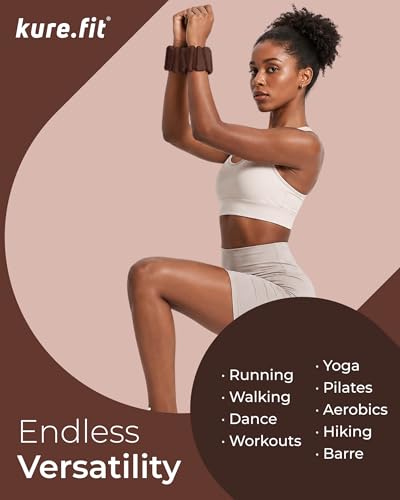 Pilates Wrist & Ankle Weights | Adjustable Weighted Bangles | 1/2/3LB Each - color: Cocoa, size: 1 LB