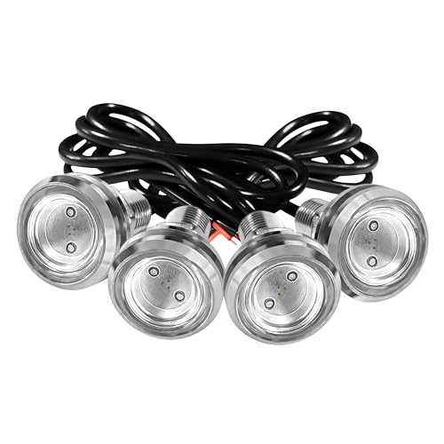 4Pcs 23mm COB DC 12V Eagle Eye LED Car Fog DRL Daytime Running Light Car ATV Camper Trunk Motorcycle Marker Lights Lamp Tail Reverse Fog Light Signal Lamp (Red) - color: Red