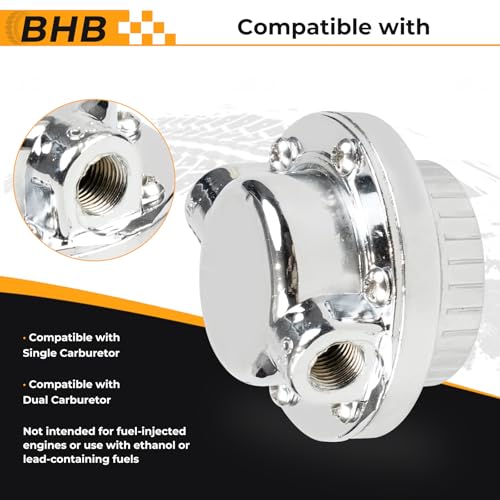 BHB Zinc alloy Universal adjustable Fuel Pressure Regulator 1-5 PSI kit for Single carburetor and dual carburetor FPR with rubber hoses steel clamps brass fittings for 8mm and 10mm fuel lines - size: 1-5 PSI kit