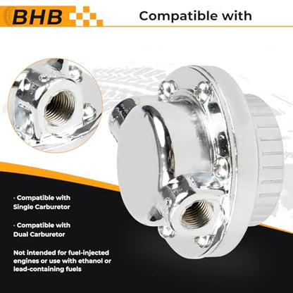 BHB Zinc alloy Universal adjustable Fuel Pressure Regulator 1-5 PSI kit for Single carburetor and dual carburetor FPR with rubber hoses steel clamps brass fittings for 8mm and 10mm fuel lines - size: 1-5 PSI kit