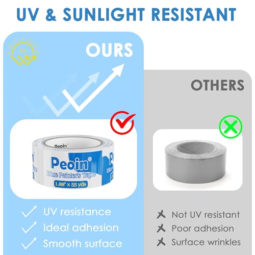 24 Roll Blue Painters Tape 2 Inch Wide Bulk Masking Paint Tape 1.88inx55yds - size: 1.88 Inch X 24 Rolls