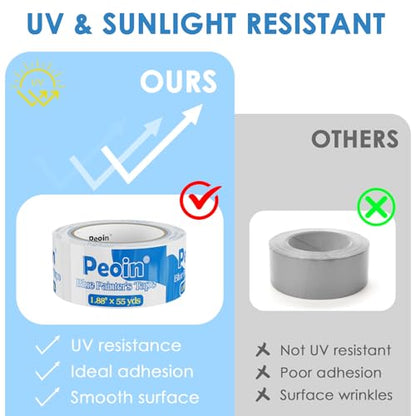 24 Roll Blue Painters Tape 2 Inch Wide Bulk Masking Paint Tape 1.88inx55yds - size: 1.88 Inch X 24 Rolls