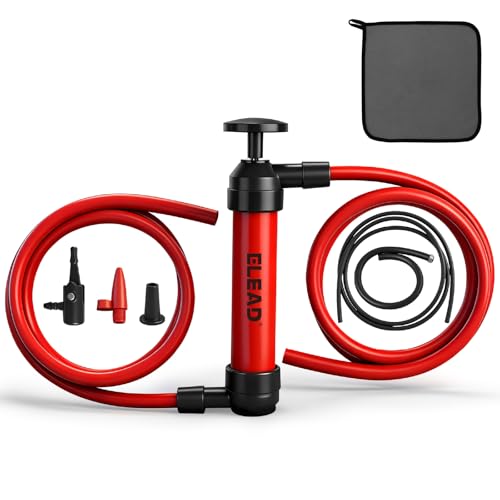 Fluid Transfer Siphon Pump for Gasoline, Multi-Use Liquid Transfer Pump, Fuel Oil Siphon Pumps, Multifunction Hand Inflation Pumps with Inflator Hose adapter, Balloon adapter - color: Multi-Use Red
