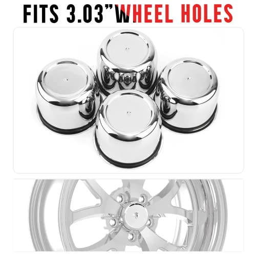 RTRHINOTUNING 4 Pack 3.03inch Wheel Center Caps Plastic Push Through Center Caps Chrome Hub Caps for Trailers Trucks RVs - color: Chrome Silver, size: 3.03" Hub 2.36" H