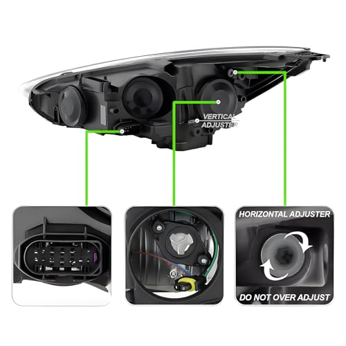 Headlights Assembly w/LED DRL For 2015-2018 Ford Focus MK3 Black Left+Right - color: For 2015-2018 Focus