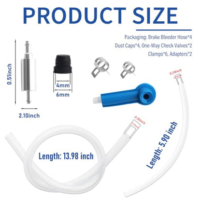2 Set Brake Bleeder Hose One Way Check Valve with Adapters,Clamps