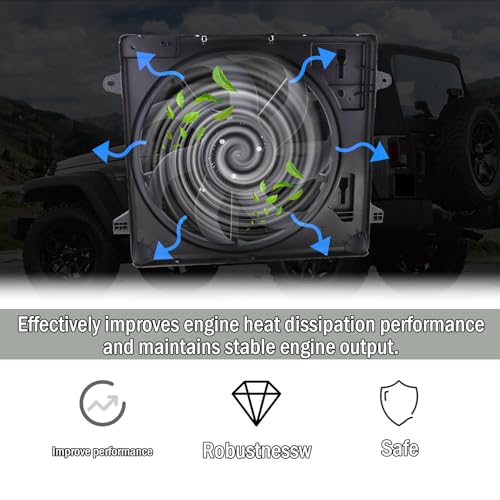 Engine Cooling Radiator Fan Assembly Compatible with 2012-2017 Jeep Wrangler,2018 Wrangler JK 3.6L Replace#68143894AA 68143894AB 621-601 6010277 624080 CF13078