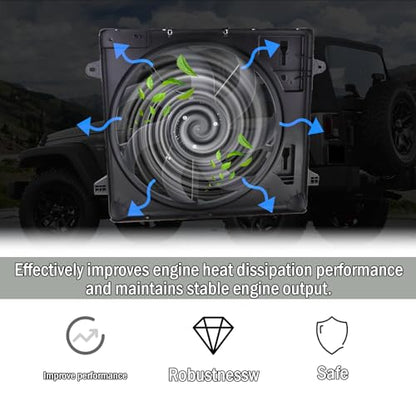 Engine Cooling Radiator Fan Assembly Compatible with 2012-2017 Jeep Wrangler,2018 Wrangler JK 3.6L Replace#68143894AA 68143894AB 621-601 6010277 624080 CF13078