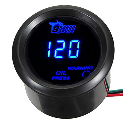 ESUPPORT Car 2" 52mm Digital Oil Press Pressure Gauge Meter Kit Blue LED - color: Oil Press Gauge
