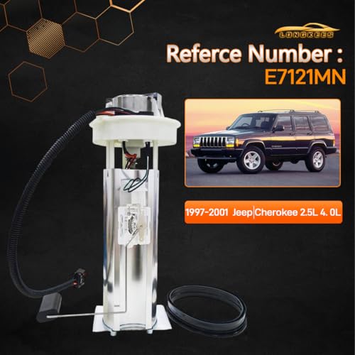 Electric Fuel Pump Assembly with Sending Unit FIT 1997, 1998, 1999, 2000, 2001 Jeep Cherokee 2.5L L4 & 4.0L L6 Gas – Replace OE# E7121MN, P75040M, SP7121M, FG1076, 4874173AB, 5012953AC - color: E7121MN