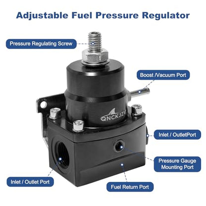 Fuel Pressure Regulator Kit - Includes 1 Fuel Pressure Regulator, 2 OR8-AN8 Fittings, 1 OR6-AN6 Fitting, 1 AN8 End Cap, and 2 Springs for Enhanced Performance
