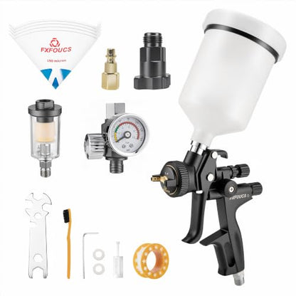 HVLP Air Spray Gun Kit 1.4mm, Professional Automotive Paint Sprayer - color: Black, size: 1.4mm