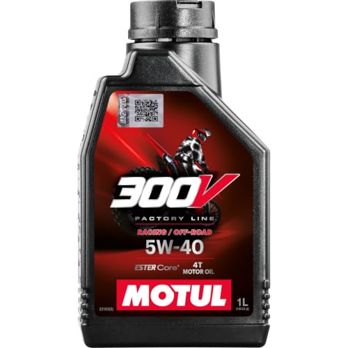 Motul 300V Factory Line Off-Road 5W-40 4T Full Synthetic Racing Motorcycle Oil | ESTER Core Engine Lubricant, JASO MA2 Wet Clutch Compatible, 4-Stroke Dirt Bike ATV UTV Gearbox Protection 1L - color: 5W40, size: 1L